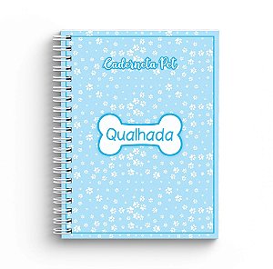 Caderneta de Vacinação Pet Personalizada - Azul Claro com Patinhas