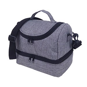 Frasqueira Térmica com 2 Compartimentos Marmita Linho Cinza