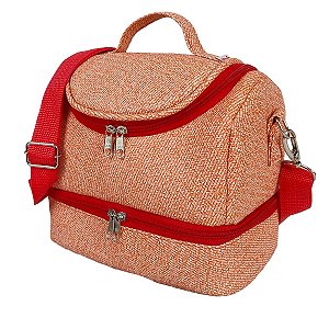 Lancheira Térmica com 2 Compartimentos Marmita Vermelho Mesclado