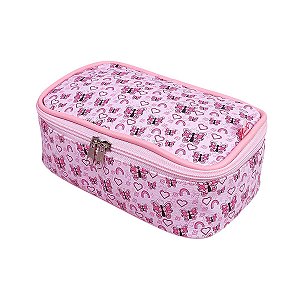 Estojo Box com alça Borboleta Rosa