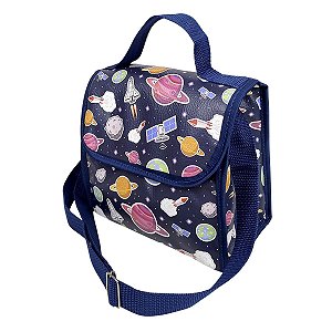 Lancheira com Aba e alça de ombro Espaço Sideral
