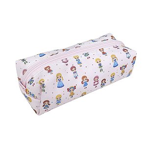 Estojo Escolar Simples G Bonecas Rosas