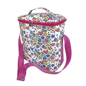 Lancheira Térmica 6L Formas Geométricas Rosa