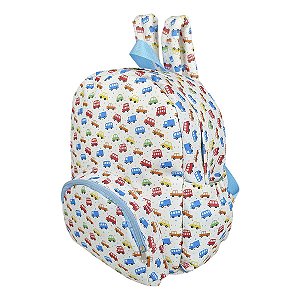 Mochila M com bolsos laterais Carrinhos Bege