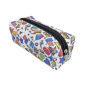 Estojo Escolar Simples G Formas Geométricas Preto