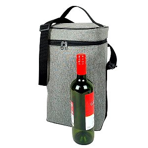 Bolsa Porta Vinho Térmica para 4 Garrafas Linho Cinza