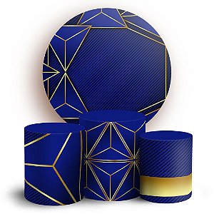 KIT Redondo e Trio - Abstrato Azul - Sublimado 3D