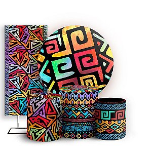 KIT Redondo Trio e Faixa - Padrão Africano - Sublimado 3D