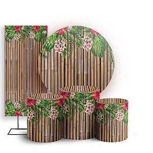 KIT Redondo Trio e Faixa - Bambu florido - Sublimado 3D