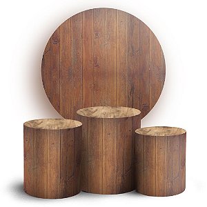 KIT Redondo e Trio - Madeira Ripada - Sublimado 3D