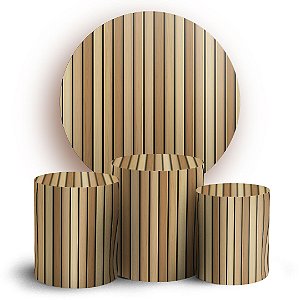 KIT Redondo e Trio - Madeira Ripada - Sublimado 3D