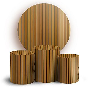 KIT Redondo e Trio - Madeira Ripada - Sublimado 3D