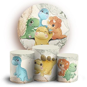 KIT Redondo e Trio - Dinossauro Cute - Sublimado 3D