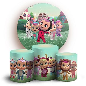 Capas Painel Redondo e Trio Cilindro Sublimado - Cry Babies Bebes llorones