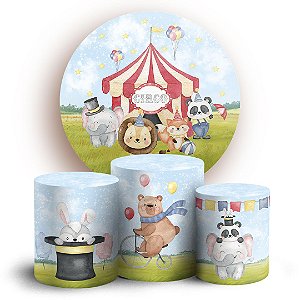 KIT Redondo e Trio - Circo Animais - Sublimado 3D