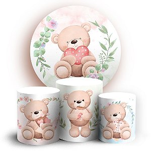 Capas Painel Redondo e Trio Cilindro Sublimado - Ursinhos