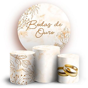 KIT Redondo e Trio - Bodas de Ouro - Sublimado 3D