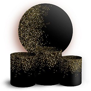 KIT Redondo e Trio - Glitter Preto Dourado - Sublimado 3D