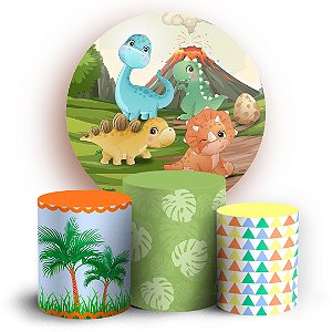 KIT Redondo e Trio - Dinossauro Cute - Sublimado 3D