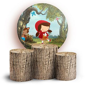 KIT Redondo e Trio - Chapeuzinho Vermelho - Madeira Tronco - Sublimado 3D