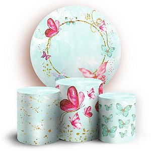 KIT Redondo e Trio - Borboletas Glitter - Sublimado 3D