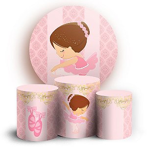 KIT Redondo e Trio - Bailarina Cute  - Sublimado 3D