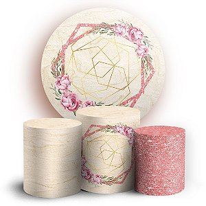 KIT Redondo e Trio - Arabesco Floral  - Sublimado 3D