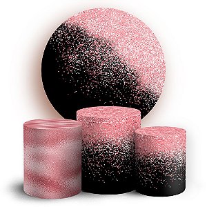 KIT Redondo e Trio - Glitter Rosa  - Sublimado 3D