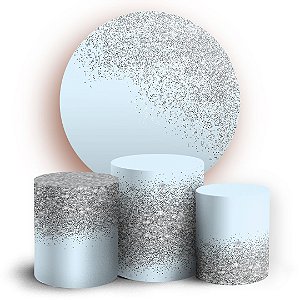 KIT Redondo e Trio - Glitter Azul  - Sublimado 3D
