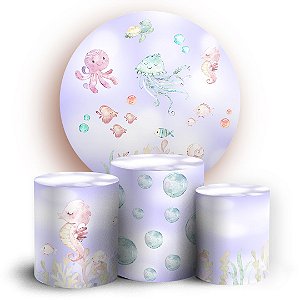 KIT Redondo e Trio - Fundo do Mar  - Sublimado 3D