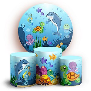 KIT Redondo e Trio - Fundo do Mar  - Sublimado 3D