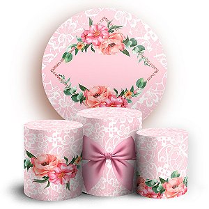 KIT Redondo e Trio - Floral com Renda.jpg  - Sublimado 3D