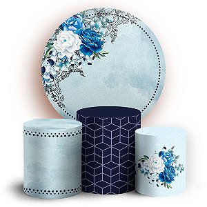 KIT Redondo e Trio - Floral Azul.jpg  - Sublimado 3D
