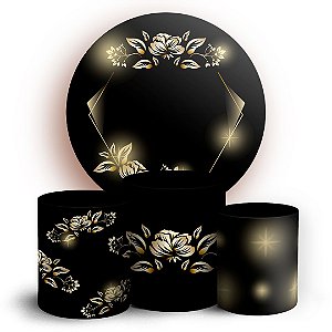 KIT Redondo e Trio - Floral Abstrato  - Sublimado 3D