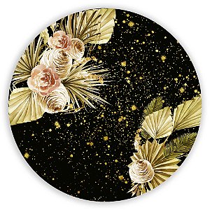 Painel Redondo - Floral Dourado - Sublimado 3D