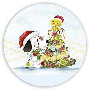 Painel Redondo - Natal Ano Novo Snoppy - Sublimado 3D