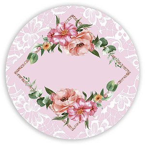 Painel Redondo - Floral com Renda - Sublimado 3D