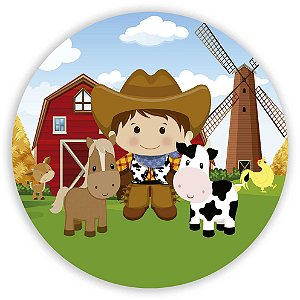 Painel Redondo - Fazendinha Menino - Sublimado 3D