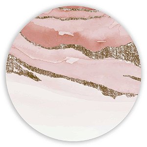 Painel Redondo - Mármore Glitter Rosa - Sublimado 3D