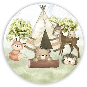 Painel Redondo - Animais Bosque - Sublimado 3D