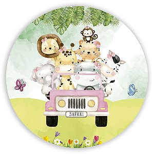 Painel Redondo - Animais Safari - Sublimado 3D