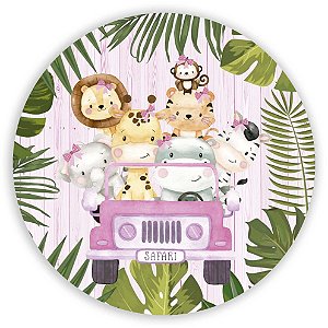 Painel Redondo - Animais Safari - Sublimado 3D