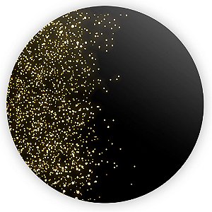 Painel Redondo - Glitter Preto Dourado - Sublimado 3D