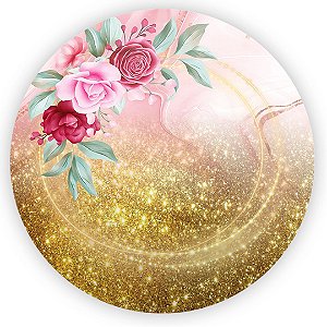 Painel Redondo - Floral Rosa - Sublimado 3D
