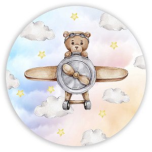 Painel Redondo - Ursinho Aviador - Sublimado 3D