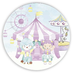 Painel Redondo - Circo Rosa - Sublimado 3D