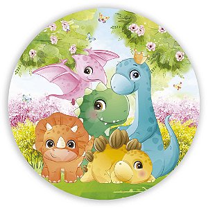 Painel Redondo - Dinossauro Cute - Sublimado 3D