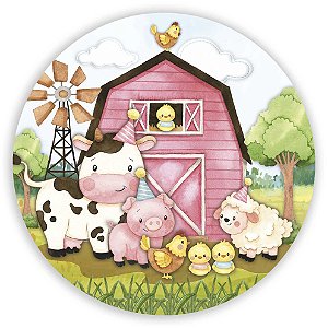 Painel Redondo - Fazendinha Rosa - Sublimado 3D