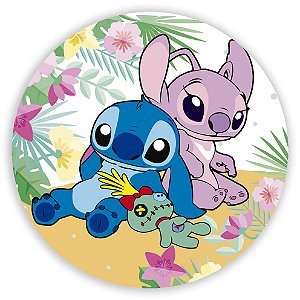 Painel Redondo - Stitch e Angel (Lilo e Stitch) - Sublimado 3D