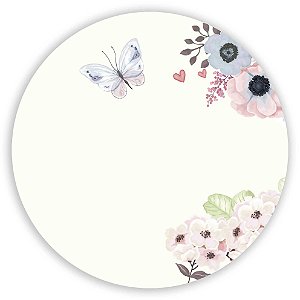 Painel Redondo - Floral Borboleta - Sublimado 3D